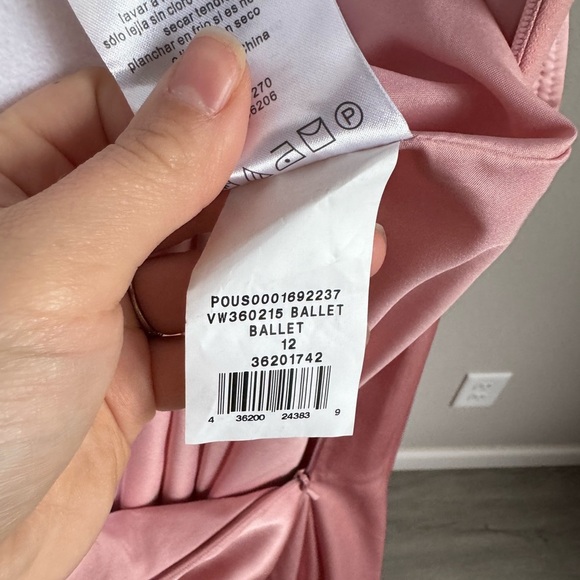 NWT White Vera Wang Ballet Pink Satin One Shoulder Bridesmaid Dress Womens 12 - Picture 9 of 9